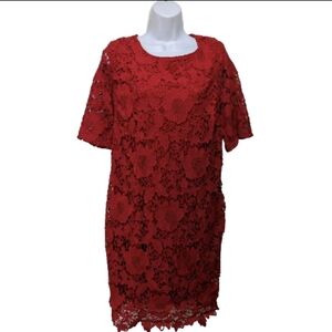 NWT Trulli Red Crochet Lace Dress 18 Sheath Dress